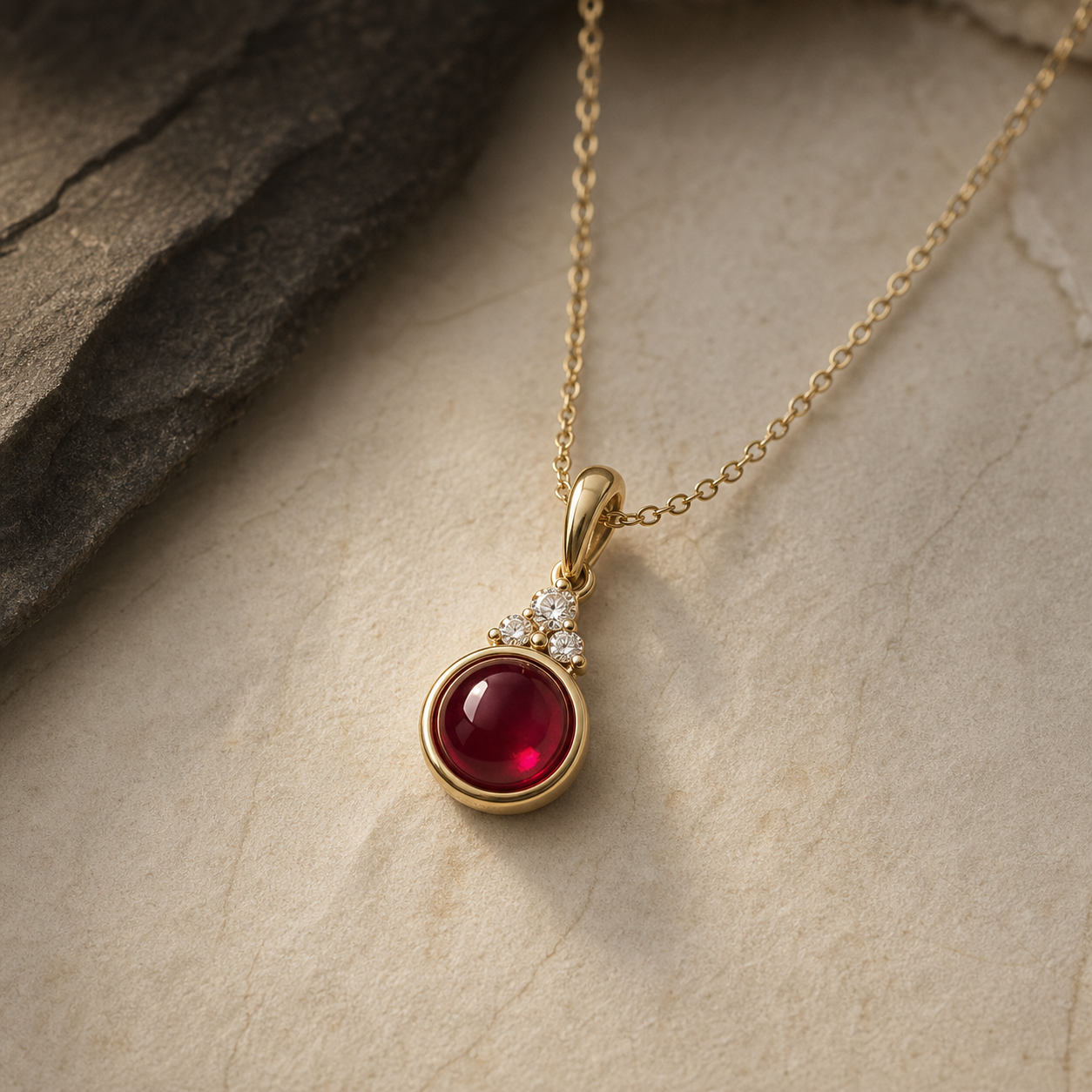 Ruby dot diamond pendant