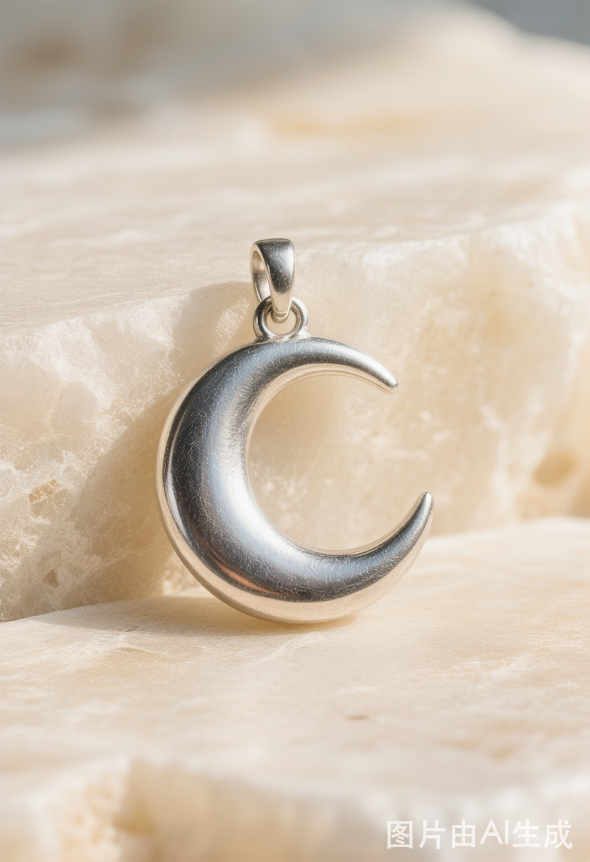 Half Moon Pendant Necklace — 925 sterling silver with freshwater pearl