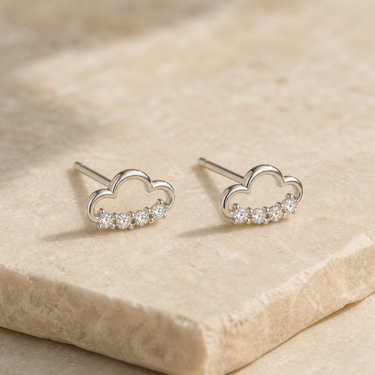 Cloud line diamond earrings