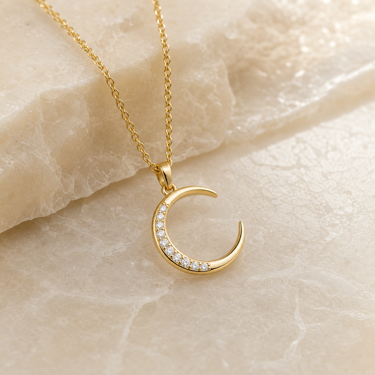 Half moon diamond pendant